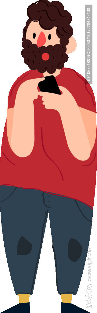 男子专注玩手机画面