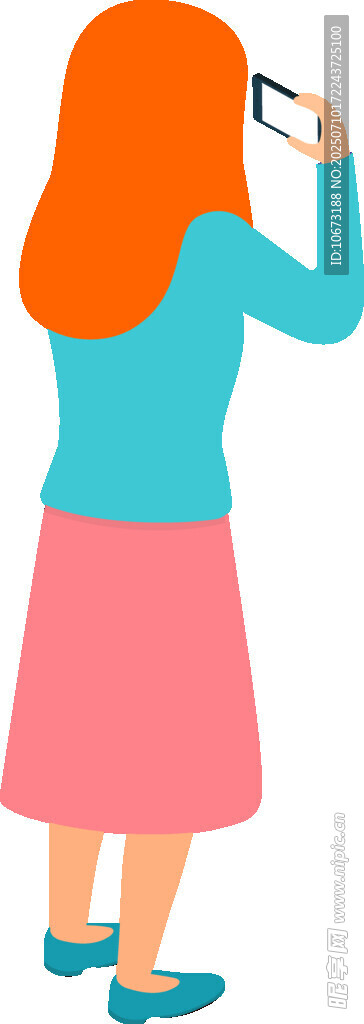 红发女子举手机拍照