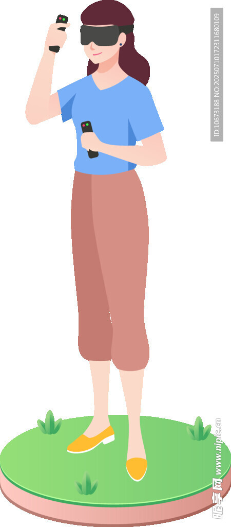女子体验虚拟现实设备