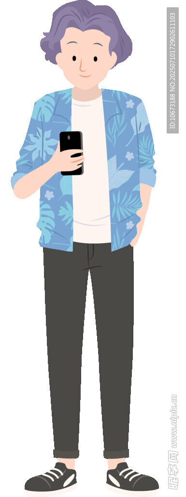 手持手机的休闲风男子