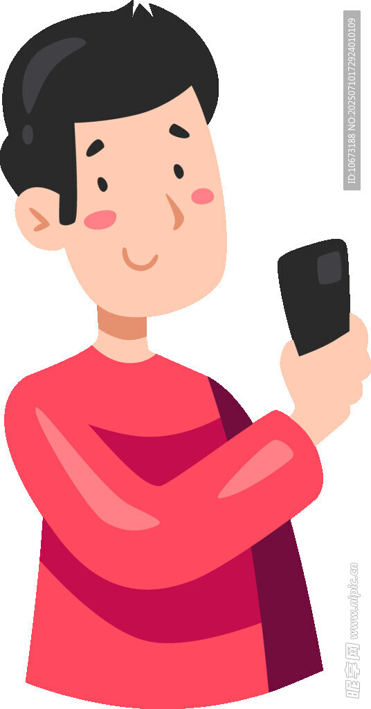 男孩手持手机开心模样