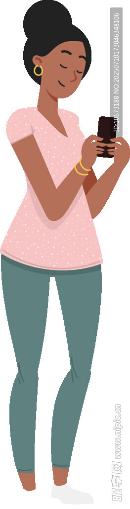 女子专注看手机画面