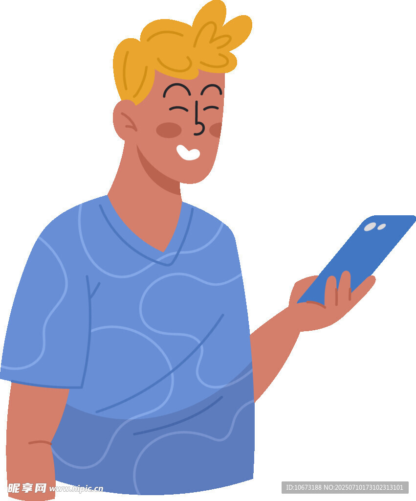 男子手持平板面带笑容