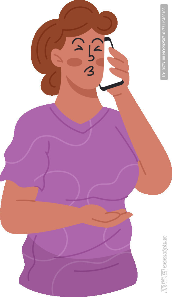 打电话的紫衣女士