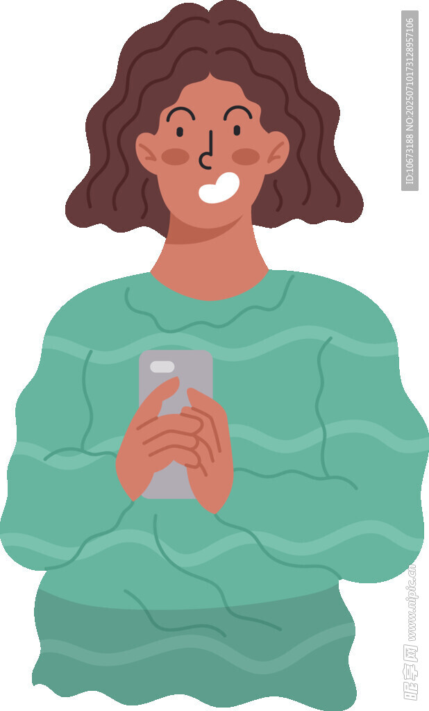 微笑女子专注玩手机