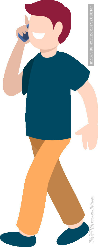 行走中打电话的男子