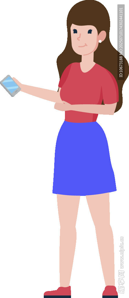 女子手持手机站立