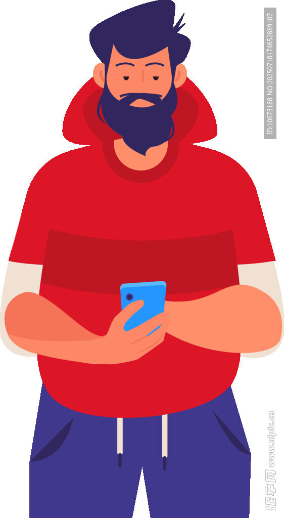 男子专注玩手机画面