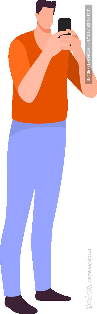 男子手持手机拍照瞬间