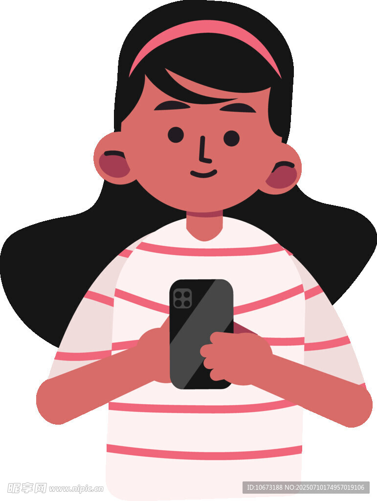 女孩手持手机专注模样
