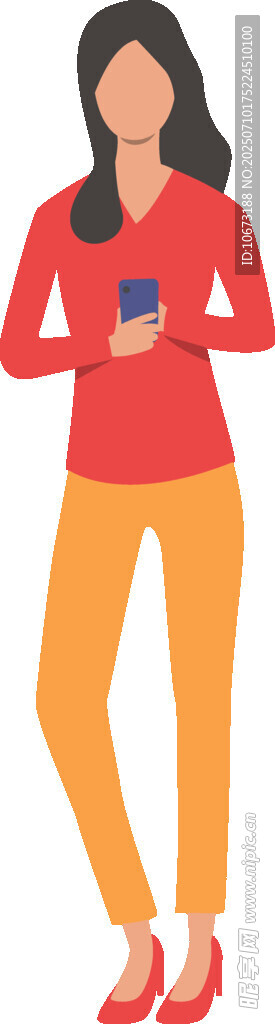 红衣女士自信站姿形象
