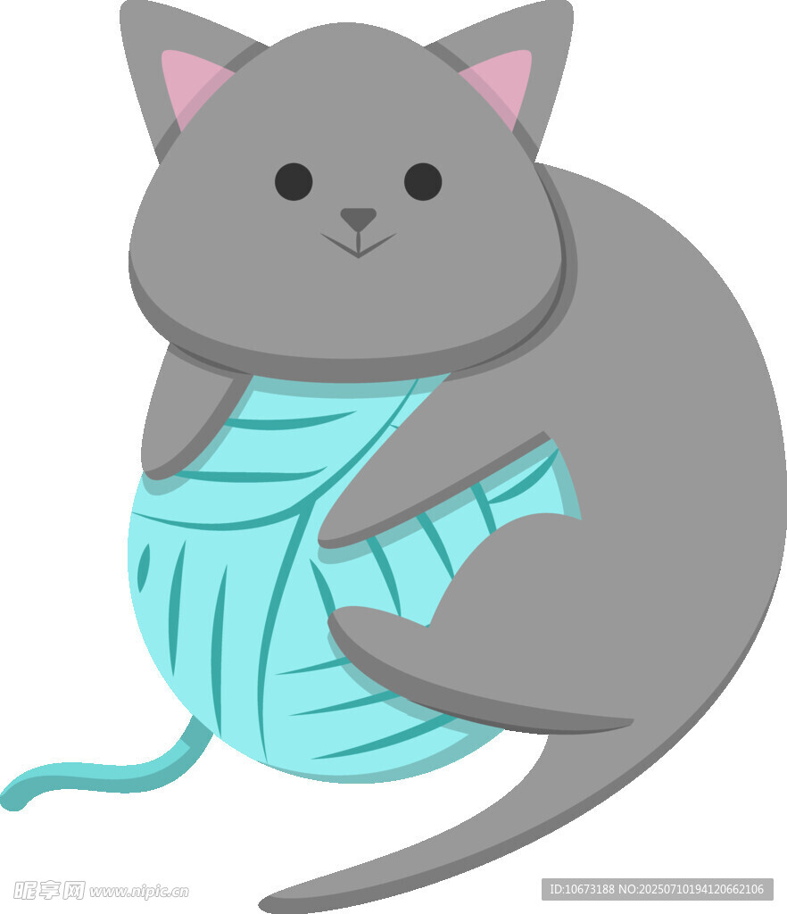 抱毛线球的可爱灰猫