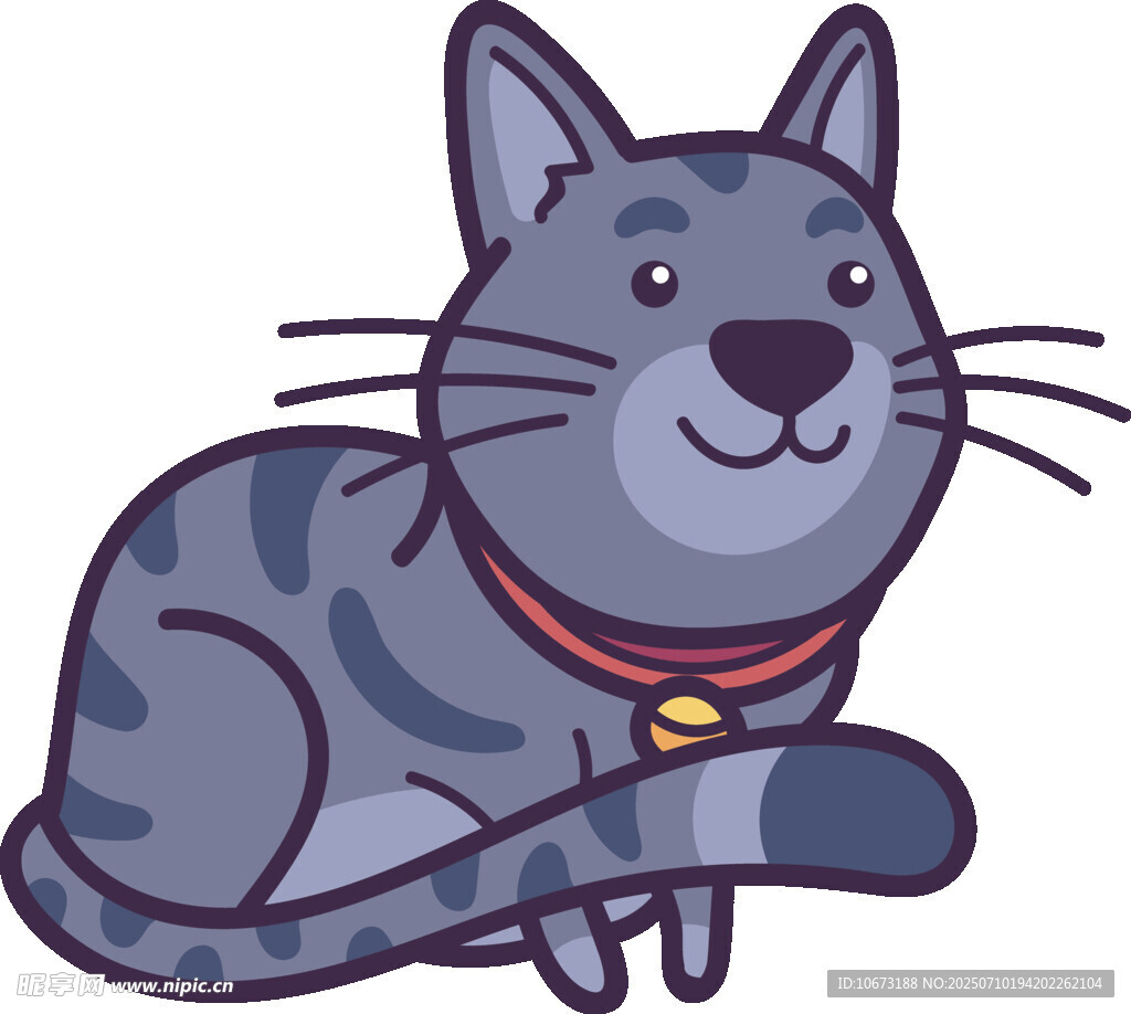可爱灰猫戴项圈