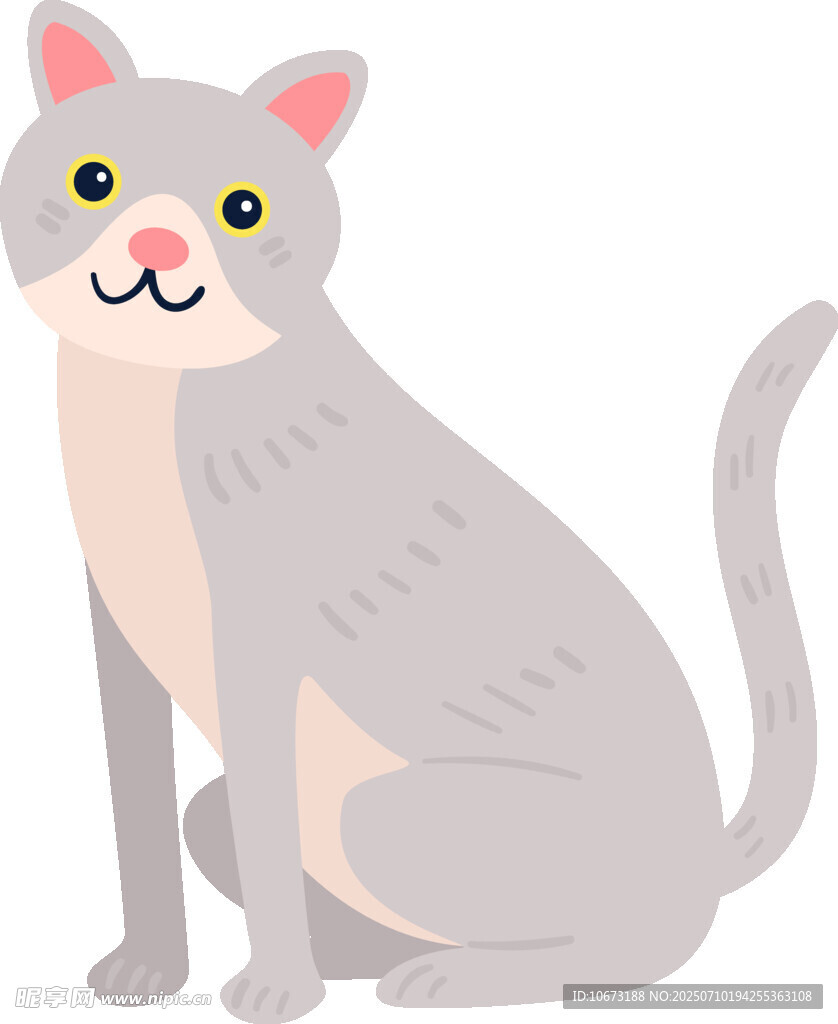 可爱坐姿猫咪插画