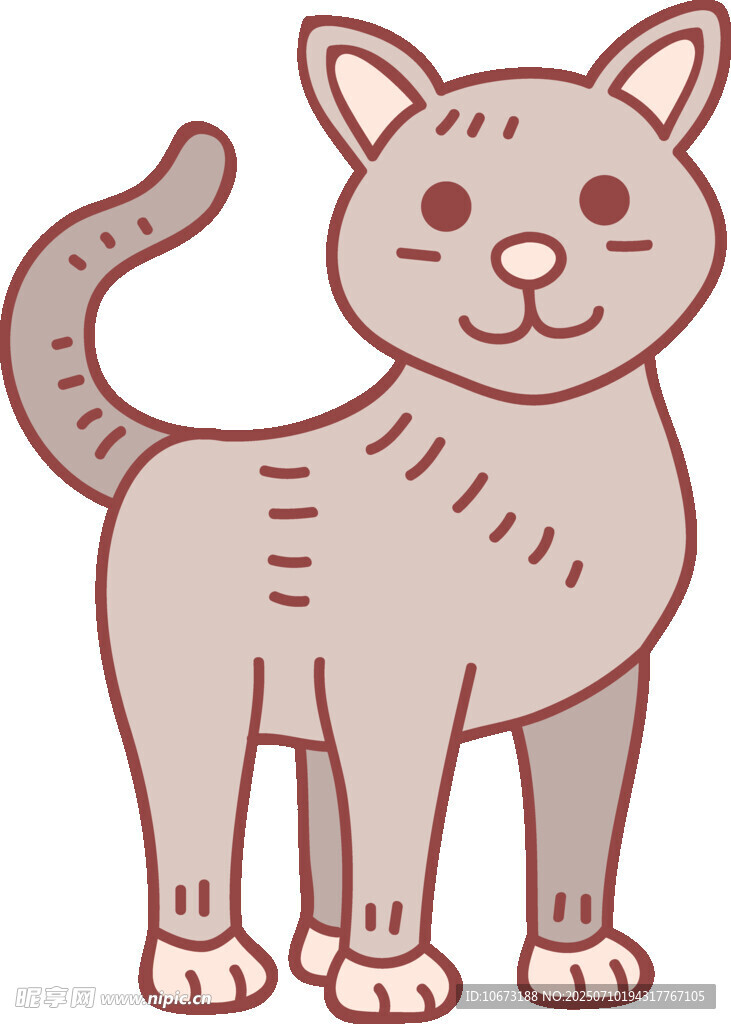 可爱站立小猫插画