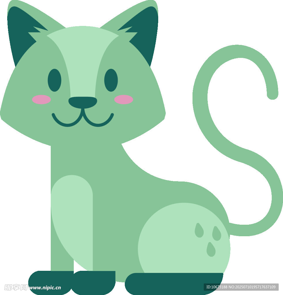 可爱绿猫卡通形象
