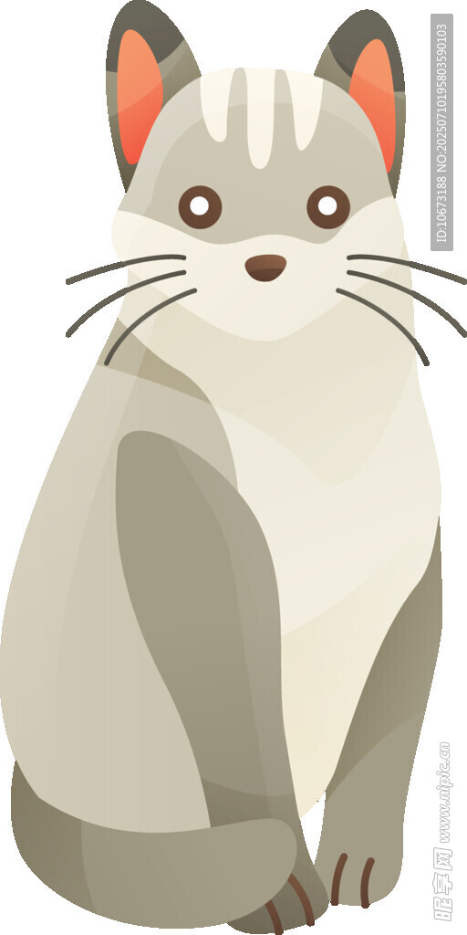 可爱坐姿猫咪插画