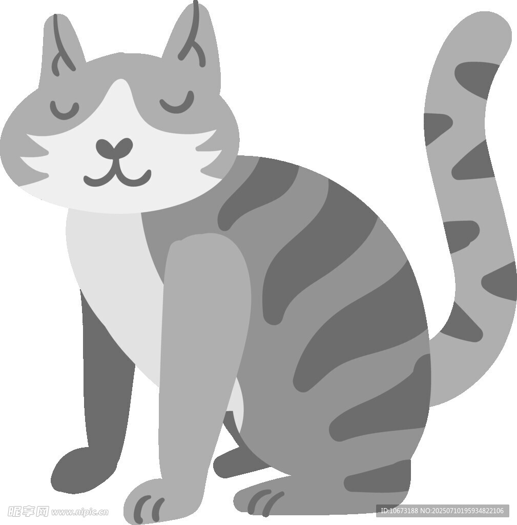 可爱条纹猫咪插画