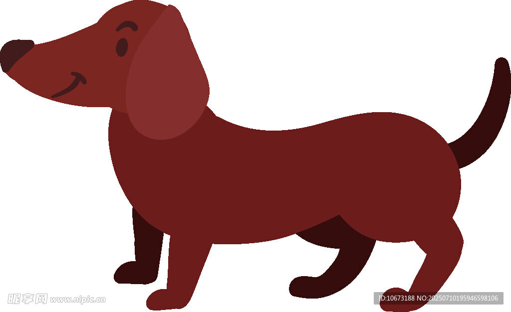 可爱棕色腊肠犬插画