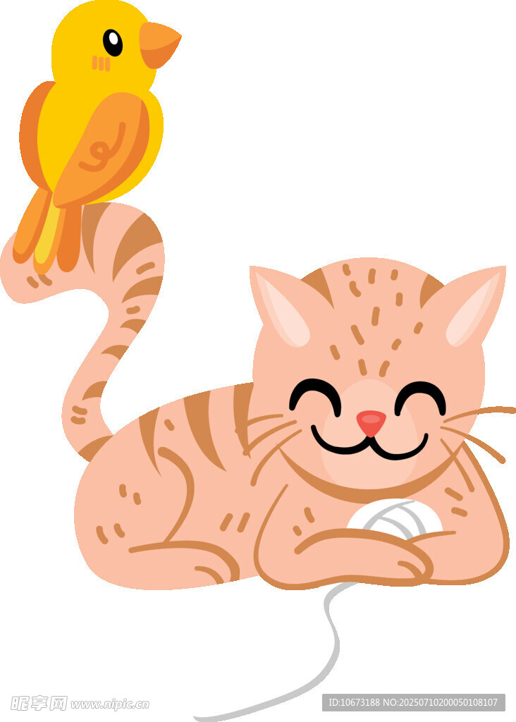 猫咪与小鸟的温馨画面
