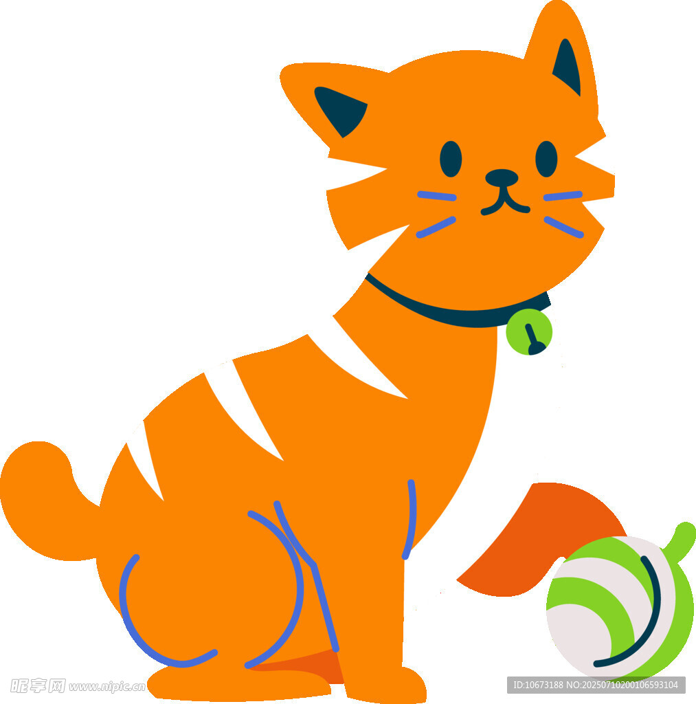 可爱橘猫与彩色玩具球