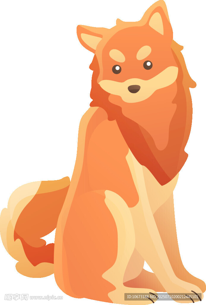 坐着的可爱柴犬插画