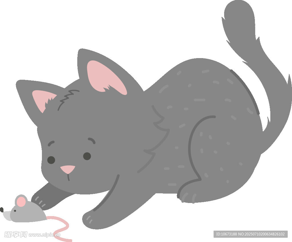 可爱灰猫逗弄小老鼠