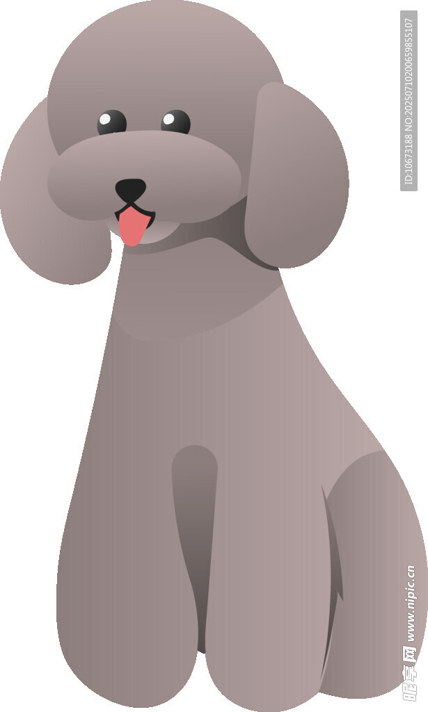 可爱灰色贵宾犬卡通形象