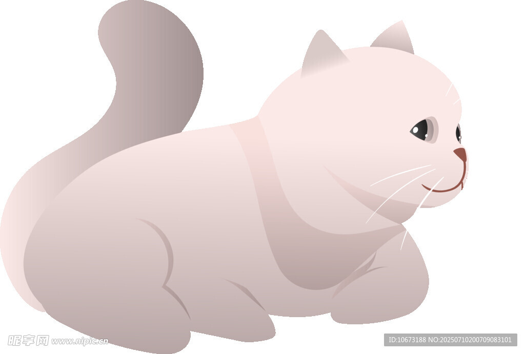 可爱躺卧的卡通猫咪