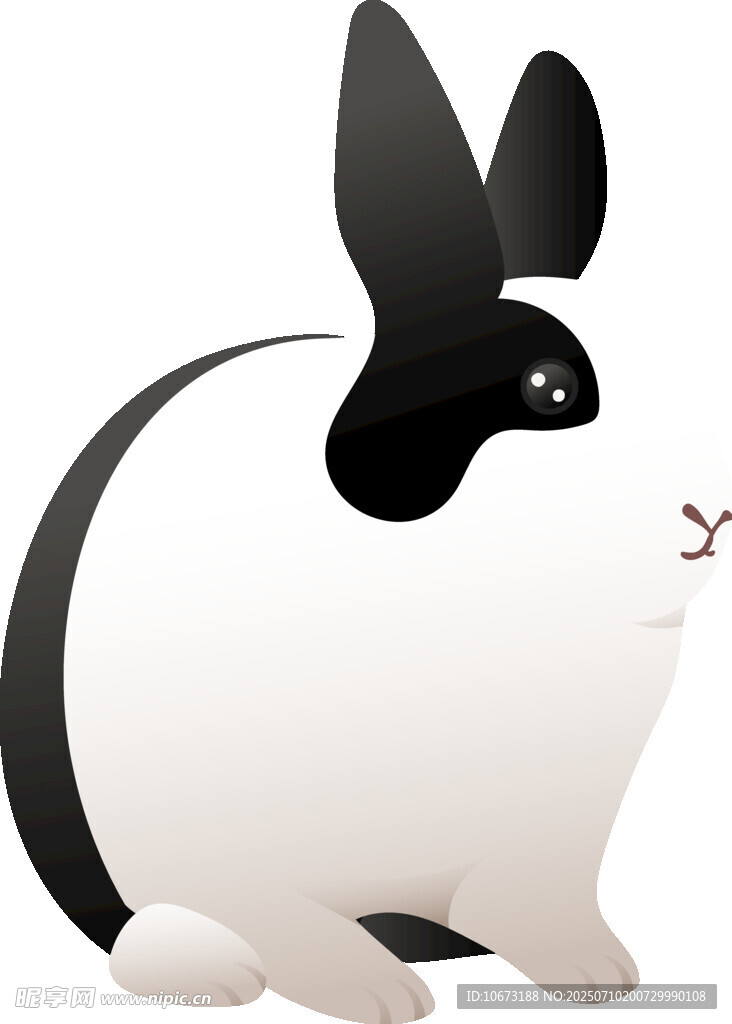黑白萌兔插画