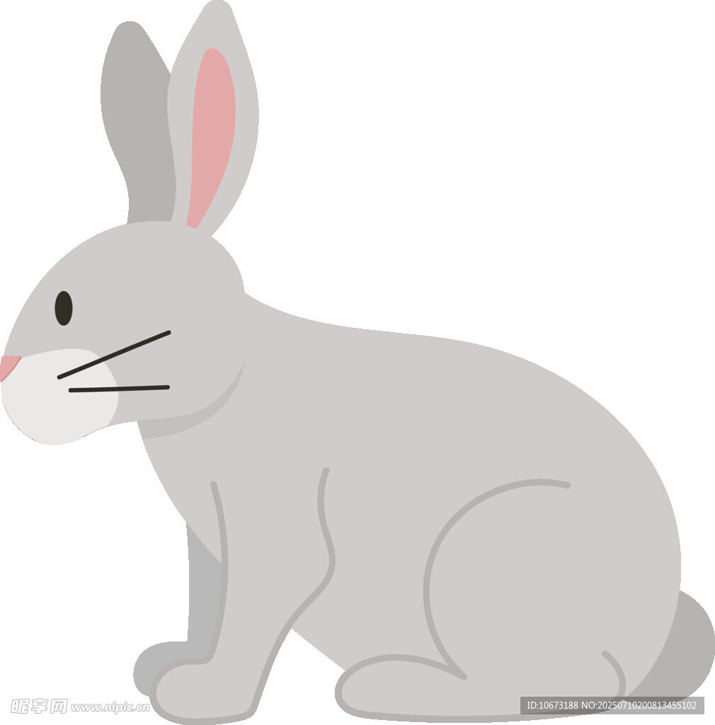 坐着的灰色兔子插画