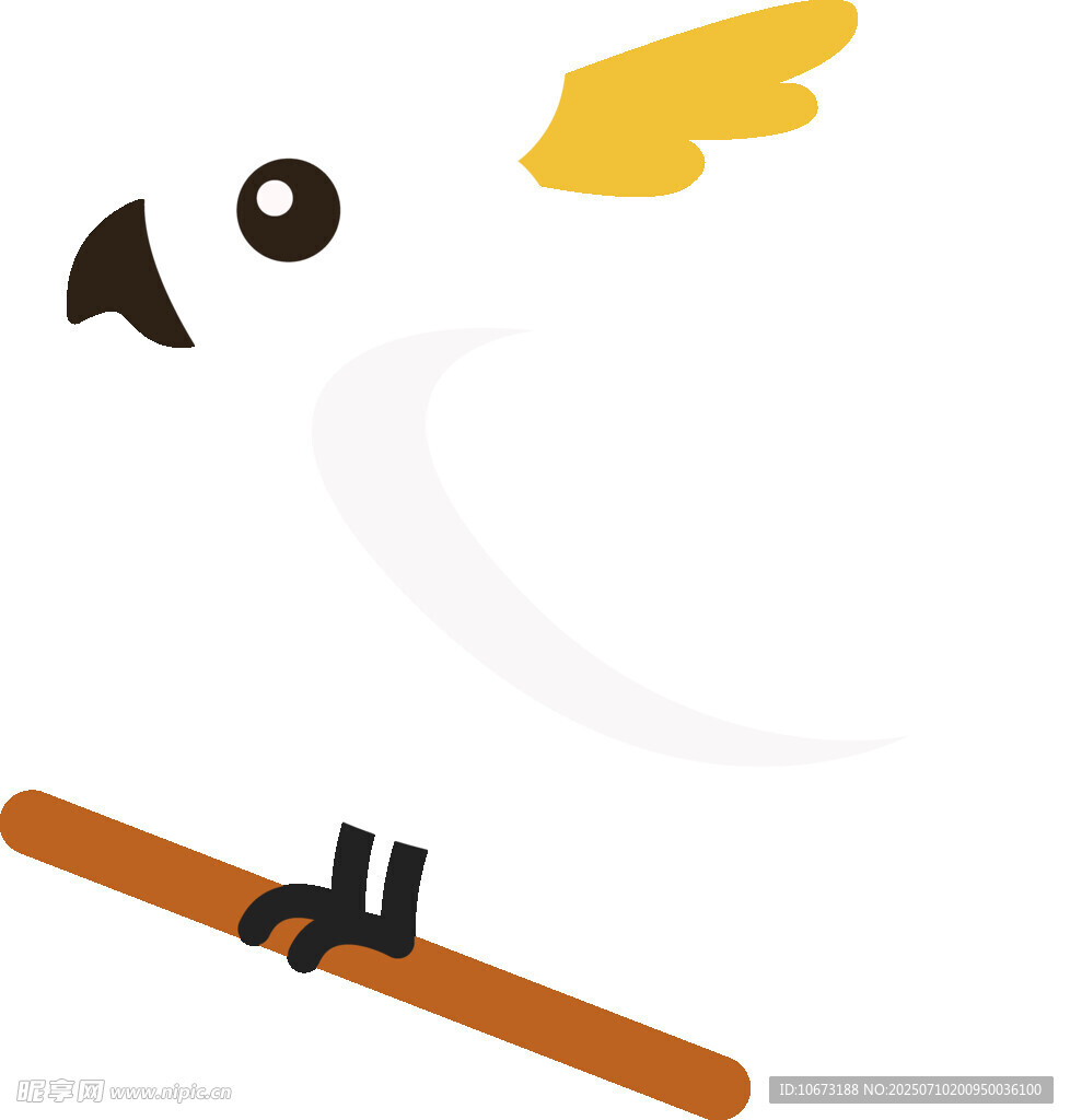 站在木棍上的卡通小鸟