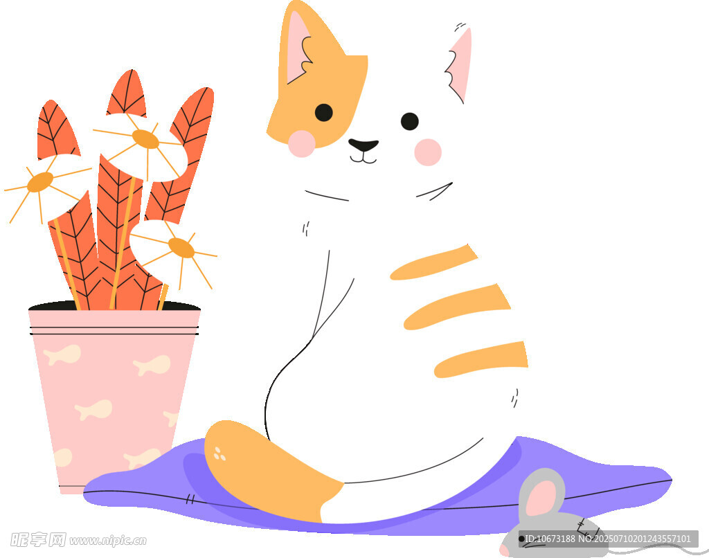猫咪与仙人掌旁的小老鼠