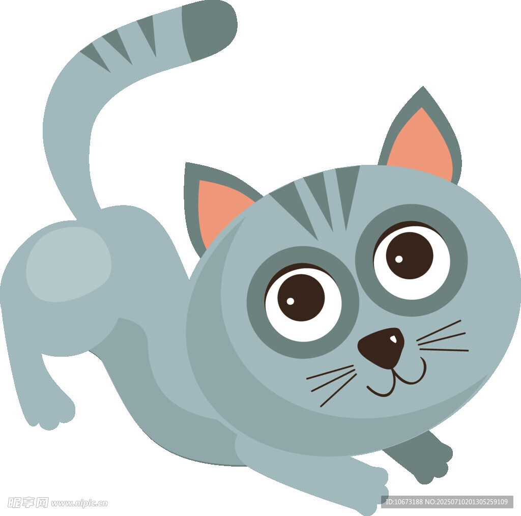 可爱灰猫俏皮奔跑