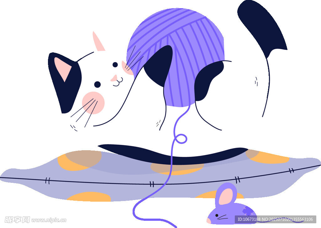 猫咪玩毛线与小老鼠