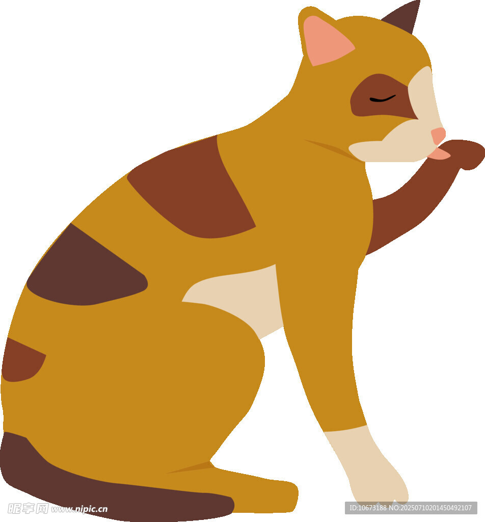 坐着舔毛的可爱猫咪