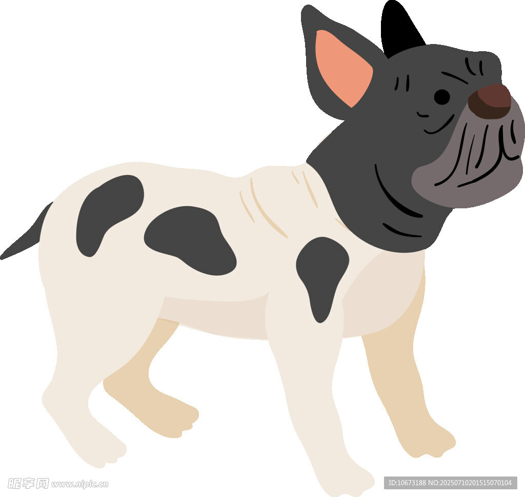 可爱法国斗牛犬插画