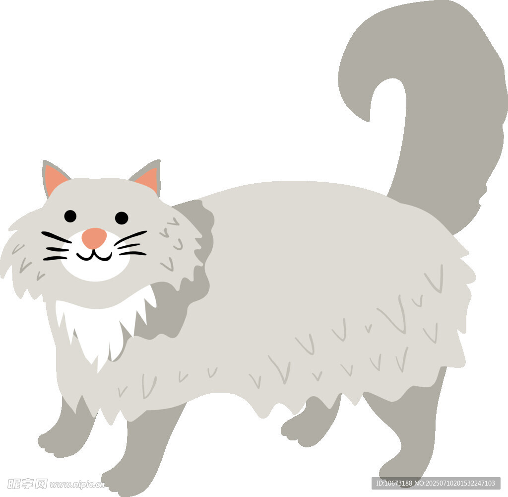 可爱长毛猫卡通形象