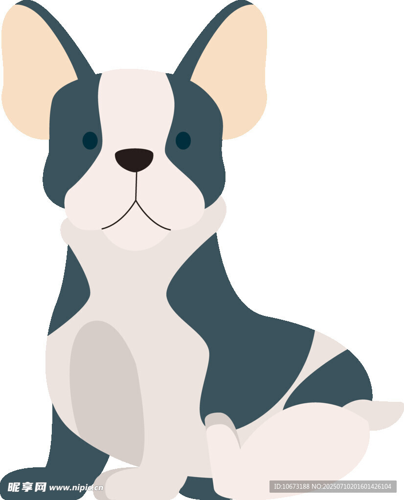 坐着的法国斗牛犬插画