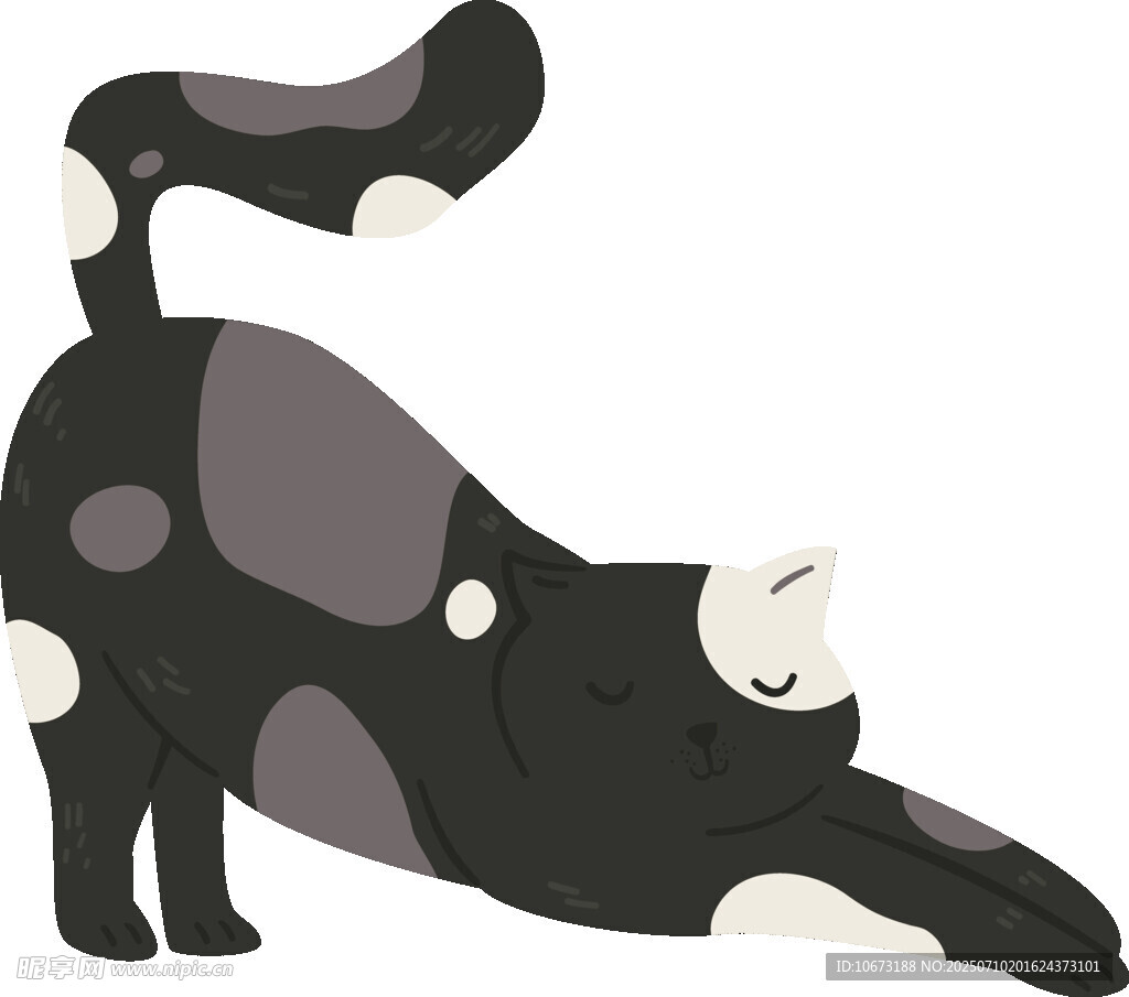 伸懒腰的斑点猫咪