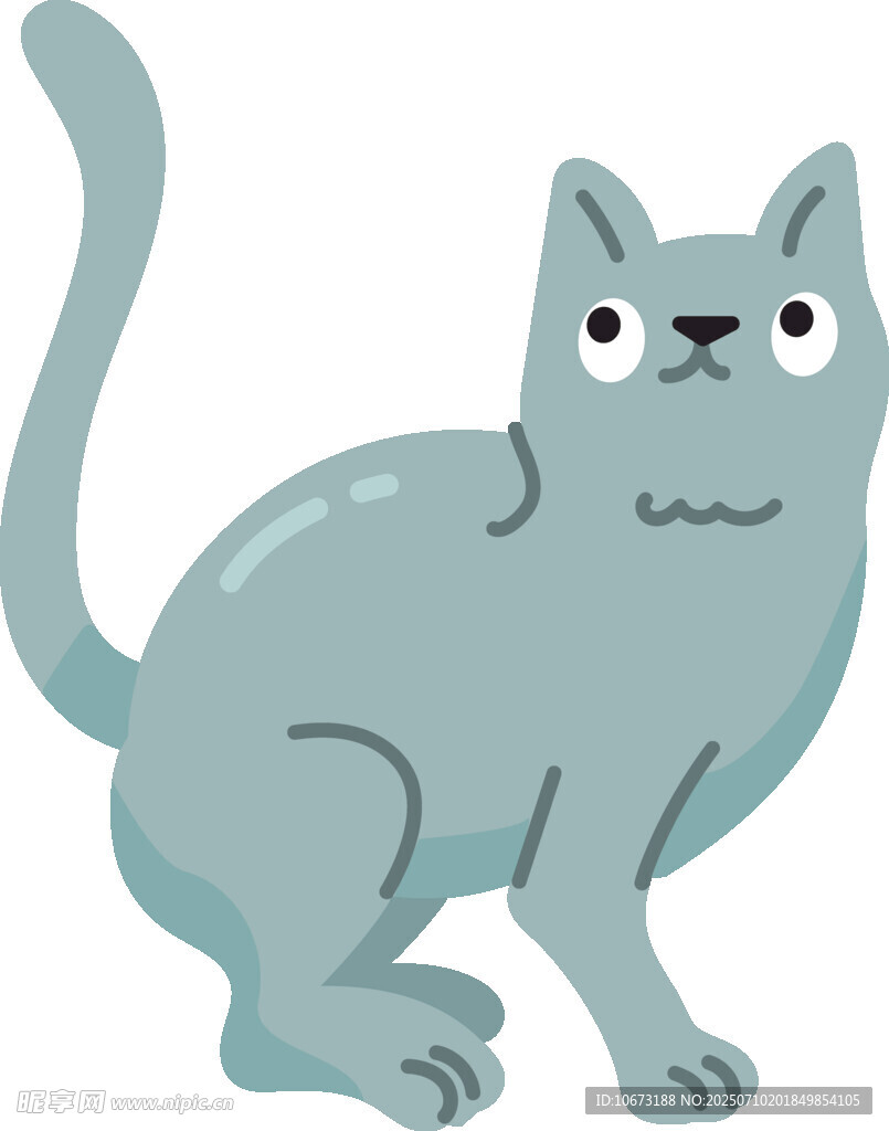 可爱灰猫蹲坐