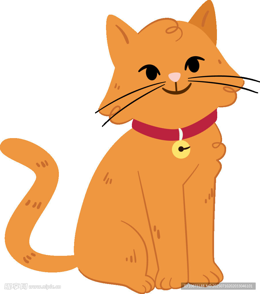 可爱橘猫戴着铃铛项圈