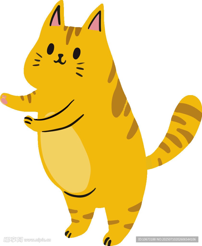 站立的可爱条纹小黄猫