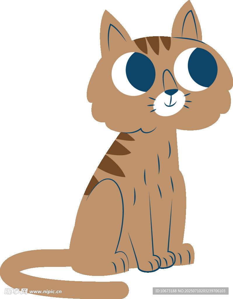 可爱条纹猫咪插画