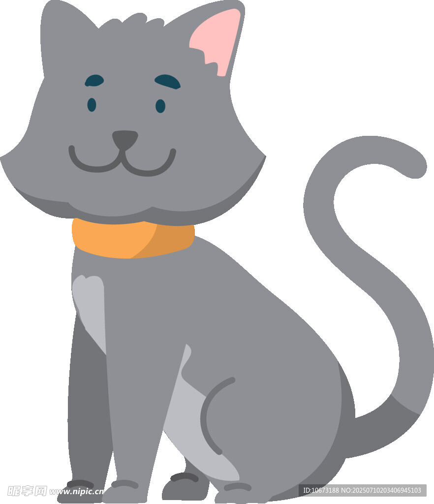 可爱灰猫戴项圈