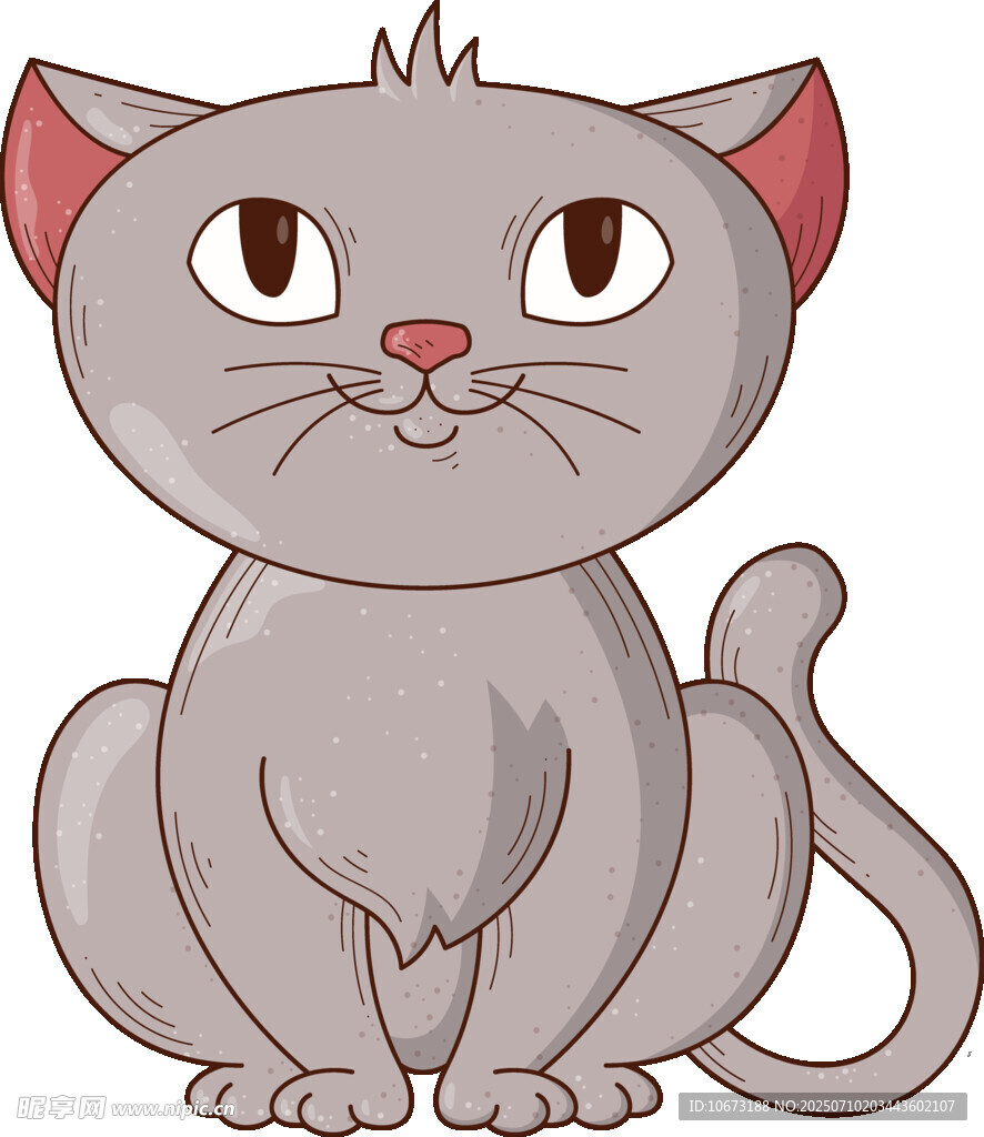 可爱灰猫坐立形象