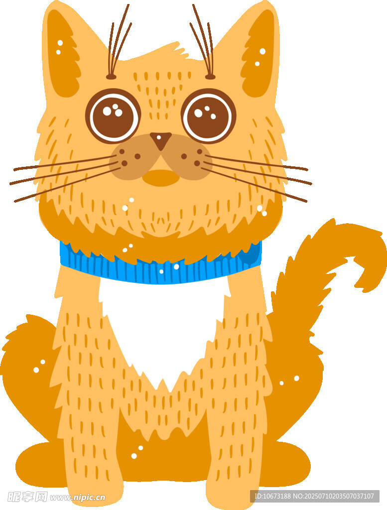 可爱橘猫戴蓝项圈