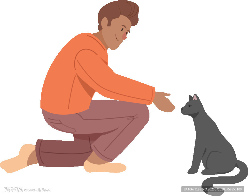 男子与黑猫亲密互动