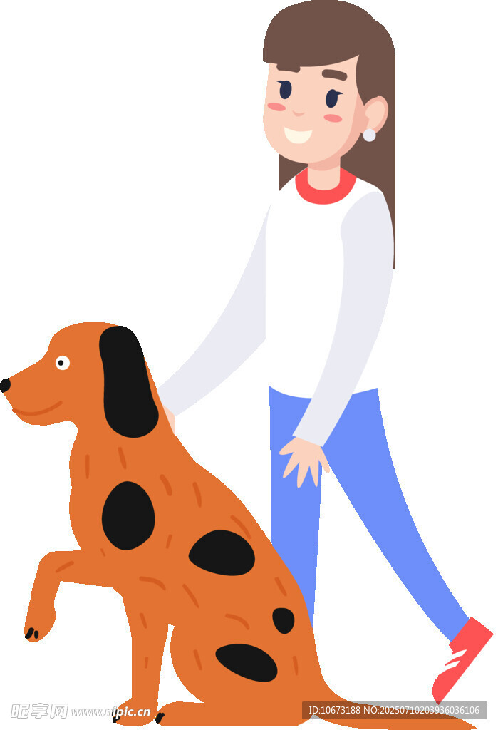 女孩与斑点狗互动瞬间