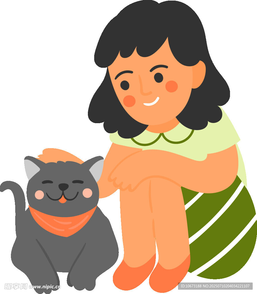 女孩与猫咪的温馨时刻